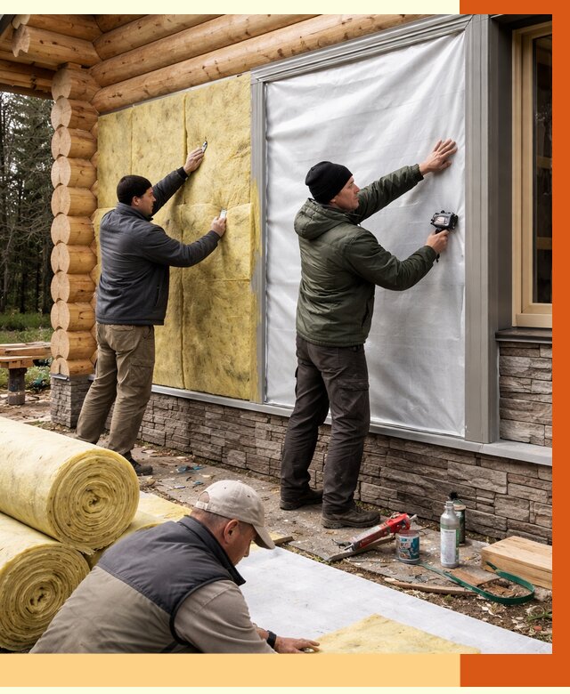 Утепление бревенчатого дома в Новочеркасске от 7829 руб/м2 — заказать под ключ | ТепломастерНвч