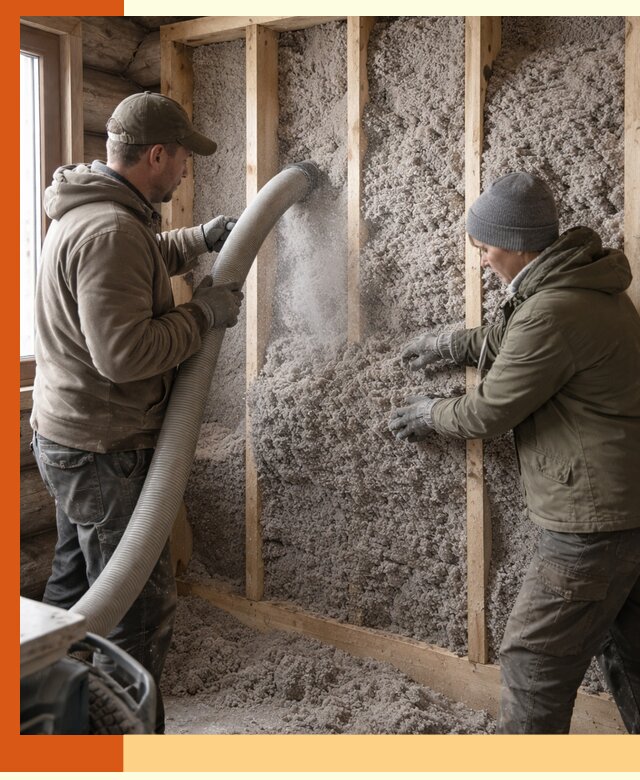 Утепление бревенчатого дома эковатой в Новочеркасске