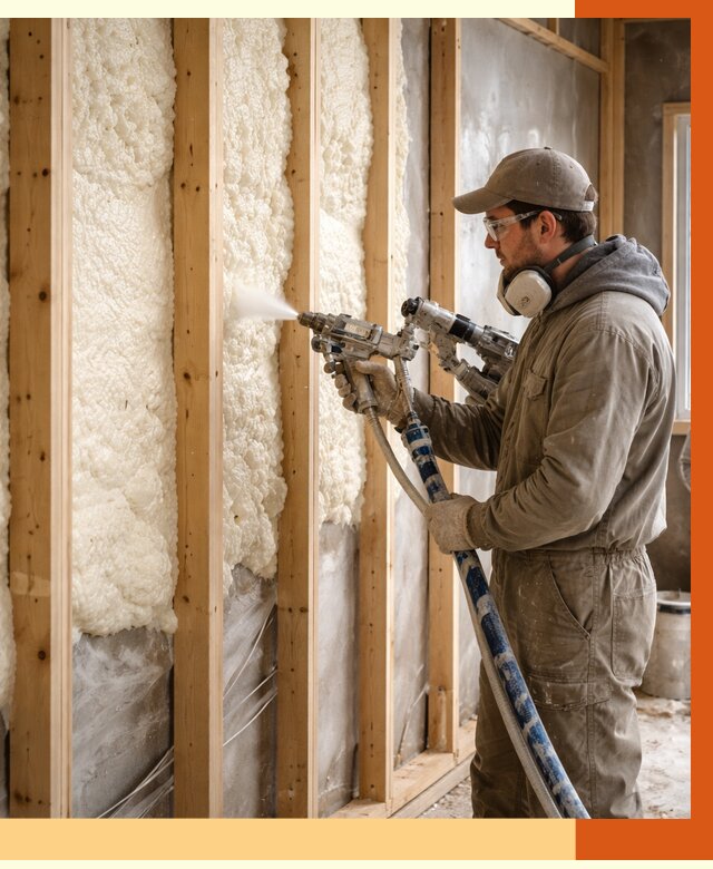 Утепление каркасной стены ППУ в Новочеркасске от 4349 руб./м2 под ключ | ТепломастерНвч