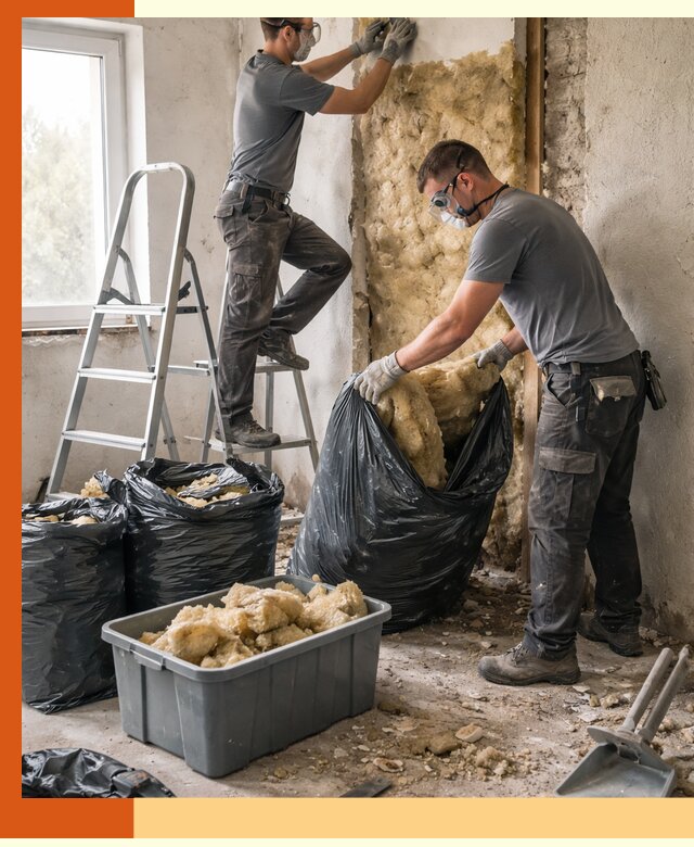 Демонтаж старого утеплителя и вывоз отходов в Новочеркасске